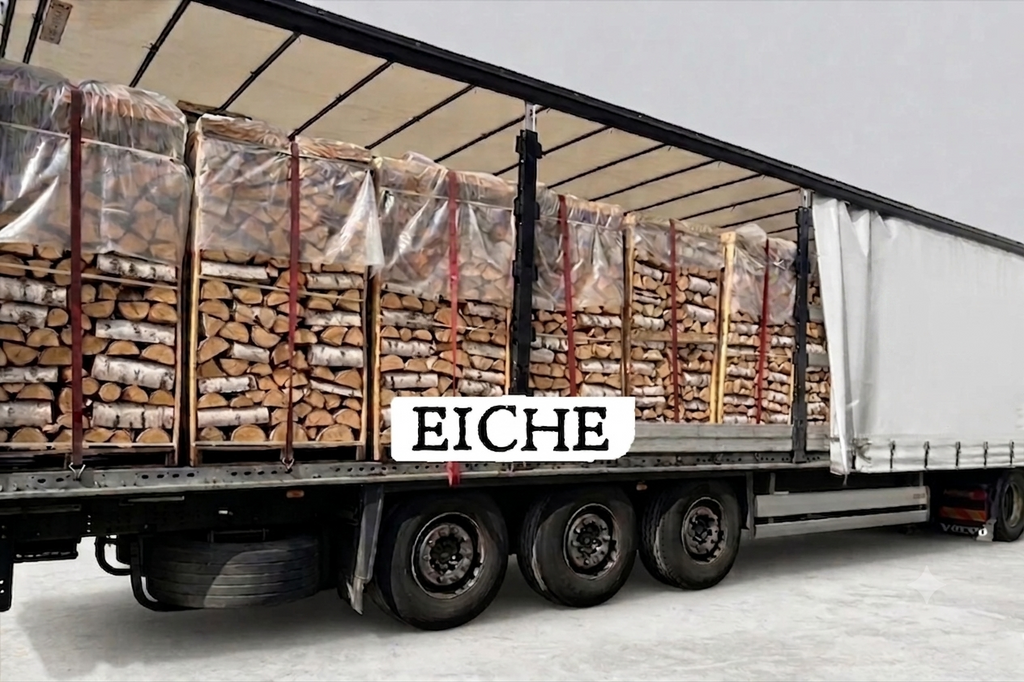 LKW-Ladung Brennholz - Eiche - 30/33 cm - kammergetrocknet - 2 RM Paletten